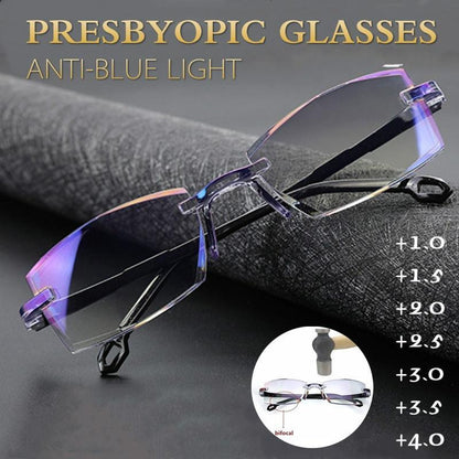 🔥2023 New Sapphire high hardness anti-blue progressive Far And Near Dual-Use Reading Glasses✨