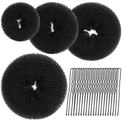 Hair Bun Maker for Women, 4 Pcs Brown Ballet Buns in 4 Sizes, Hair Donuts